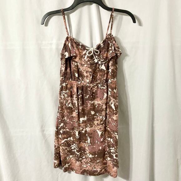 Mudd Junior's M Burgundy and Cream Floral Color Splash Dress - Picture 3 of 8